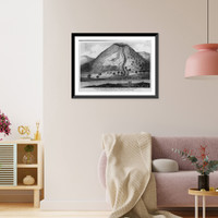 Cratere de la montagne de la coupe, au colet d'aisa, avec un courant de lave qui donne naissance a un pave de pasalte prismatique, Vintage Print
