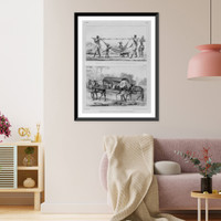 2 Blacks carrying gentleman in hammock attached to pole; also 2 mules carrying man in sedan chair, Vintage Poster