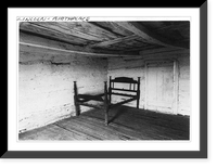 Interior view of the Lincoln cabin, showing the old bedstead in the room upon which Thomas Lincoln and his wife Sarah Johnson Lincoln died Classic, Historic Reproduction