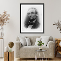 Abraham Lincoln, bust portrait, facing left; first photo to show his beard Classic, Historic Print