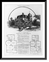 Shoppell's Modern Houses. Design No. 346. Persepective View of large wooden, frame, Victorian house, Antique Poster