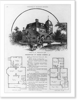 Shoppell's Modern Houses. Design No. 346. Persepective View of large wooden, frame, Victorian house, Antique Poster
