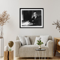 Historic Framed Print, [John Edgar Hoover, 1895-1972, half-length portrait, seated at desk, facing left],  17-7/8" x 21-7/8"