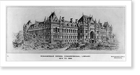 Historic Framed Print, [Library of Congress, Washington, D.C. Front. Exterior elevation. Competition drawing],  17-7/8" x 21-7/8"