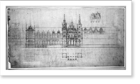 Historic Framed Print, [Library of Congress (National Library"),  Judiciary Square site,  Washington,  D.C. Front elevation,  plan and perspective,  Gothic]",  17-7/8" x 21-7/8"