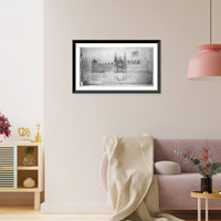 Historic Framed Print, [Library of Congress (National Library"),  Judiciary Square site,  Washington,  D.C. Front elevation,  plan and perspective,  Gothic]",  17-7/8" x 21-7/8"
