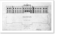 Historic Framed Print, [Library of Congress, Washington, D.C. Sketch of principal front],  17-7/8" x 21-7/8"