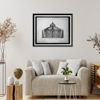 Historic Framed Print, [Library of Congress, Washington, D.C. Section thru center of reading room],  17-7/8" x 21-7/8"
