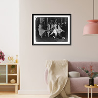 Historic Framed Print, Ballet rehearsals, New York City, ca. 1916: [Unidentified group of 6 women & 2 men],  17-7/8" x 21-7/8"
