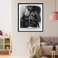 Over the bannister comes a 'yes that brightens the world for him alway Classic, Vintage Wall Art