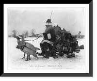 Santa Claus" with Christmas toys on a sled drawn by white turkeys" Classic, Vintage Wall Art