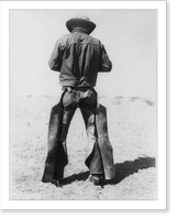 Rear view of a man wearing chaps and spurs, Antique Print