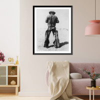 Rear view of a man wearing chaps and spurs, Antique Print