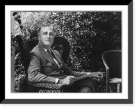 Historic Framed Print, [Franklin D. Roosevelt, three quarters length portrait, seated on porch, facing right],  17-7/8" x 21-7/8"