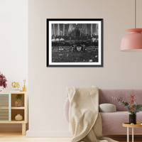 Historic Framed Print, [Chief Justice Melville W. Fuller administering the oath of office to Benjamin Harrison on the east portico of the U.S. Capitol, March 4, 1889],  17-7/8" x 21-7/8"