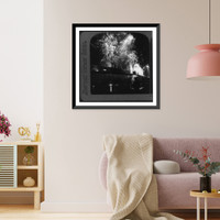 Wonderful fireworks, at opening of new bridge - looking from Manhattan E. to Brooklyn, New York, Vintage Print