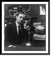 Historic Framed Print, Man in office on telephone with disappointed look: . my mother. "",  17-7/8" x 21-7/8"
