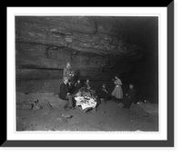 Frances Benj. Johnston with group of men and women having picnic lunch inside Mammoth Cave, Ky, Historic Reproduction