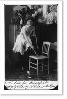 Historic Framed Print, [Young woman in glamourous, erotic poses: Late for Breakfast" - in negligee,  putting on high-button shoes]",  17-7/8" x 21-7/8"