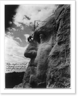 Gutzon Borglum and supt. inspecting work on face nose of Washington, Mt. Rushmore, S.D, Antique Poster