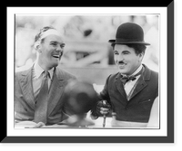 Historic Framed Print, Julian Street's son, Pete Street meets Charles Chaplin,  17-7/8" x 21-7/8"