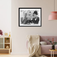 Historic Framed Print, Julian Street's son, Pete Street meets Charles Chaplin,  17-7/8" x 21-7/8"