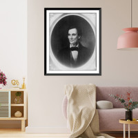 Historic Framed Print, [Abraham Lincoln, head and shoulders portrait, facing left; in oval],  17-7/8" x 21-7/8"