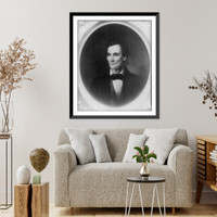 Historic Framed Print, [Abraham Lincoln, head and shoulders portrait, facing left; in oval],  17-7/8" x 21-7/8"