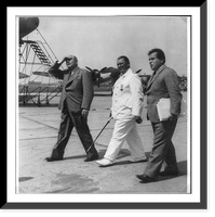 Goering inspecting Junkers aircraft plant in Dessau, Germany - walking with two plant officials, Vintage Print