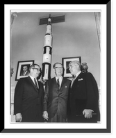 Thomas O. Paine, administrator of NASA; Clinton P. Anderson; and Dr Wernher von Braun, NASA's Planning Director, chatting at a hearing of the Senate Space Committee, Vintage Poster