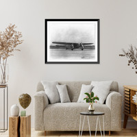 Historic Framed Print, Ford 5-D trimotor passenger plane at Langley Field,  17-7/8" x 21-7/8"