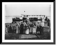 Peasants before a Ussuri River sternwheeler Classic, Antique Print