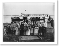 Peasants before a Ussuri River sternwheeler Classic, Antique Print