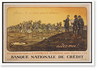 Pour le dernier quart dheure . . aidez-moi! Les souscriptions aacute lEmprunt National sont reccedilues aacute la Banque Nationale de Creacutedit, Vintage Poster