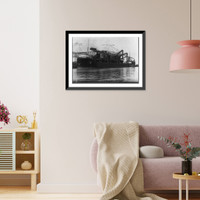 Historic Framed Print, A.E. NETTLETON at Lake Shore Docks, Minn. slip, unloading lake ore from Duluth, Ashtabula, Ohio.,  17-7/8" x 21-7/8"