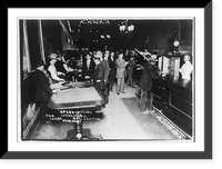 Scenes of open gambling in Reno, Nevada casinos: roulette wheel at left; bar at right, Antique Poster