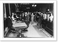 Scenes of open gambling in Reno, Nevada casinos: roulette wheel at left; bar at right, Antique Poster