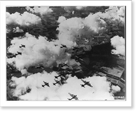 Historic Framed Print, [Aerial] view of B-17 Flying Fortresses" during raid on Stuttgart,  Germany",  17-7/8" x 21-7/8"