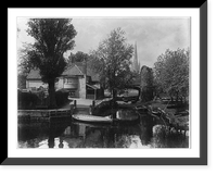 Pull's Ferry, Norwich boats at small ferry slip in Norfolk, England, Historic Reproduction