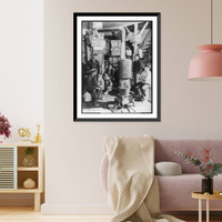 Black & White Photo - Cordell - Edd Hull and 3 cousins around stove, 1871