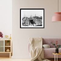 Historic Framed Print, Orleans Street dry dock of Detroit Shipbuilding Co.,  17-7/8" x 21-7/8"
