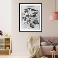 Historic Framed Print, Insula Mathan,  17-7/8" x 21-7/8"