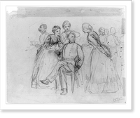 Historic Framed Print, [Two women trimming a man's hair],  17-7/8" x 21-7/8"