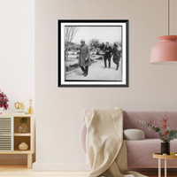 Winston Churchill, Lawrence of Arabia, and Emir Abdullah walking in the gardens of the Government House, Jerusalem, during secret conference Classic, Antique Poster