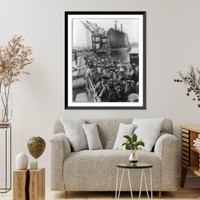 Historic Framed Print, More than 5,000 men cross this pontoon bridge ...,  17-7/8" x 21-7/8"