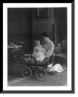 Advertisement: Woman and infant posed with a baby carriage Classic, Antique Poster