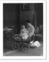 Advertisement: Woman and infant posed with a baby carriage Classic, Antique Poster