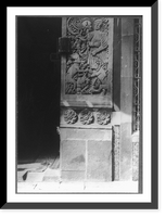 Historic Framed Print, Casa del qua mat&oacute; al animal. Sculptured ornament on doorway, Hotel (restaurant) Italia, Puebla, Mexico,  17-7/8" x 21-7/8"