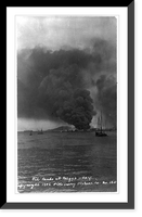 Oil tanks burning at Meggs Wharf, Vintage Poster