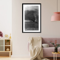 Oil tanks burning at Meggs Wharf, Vintage Poster